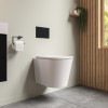 Matt White Wall Hung Rimless Toilet with Soft Close Seat Cistern Frame and Black Flush - Verona