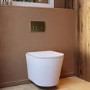 Matt White Wall Hung Rimless Toilet with Soft Close Seat Brass Pneumatic Flush Plate 820mm Frame & Cistern - Verona