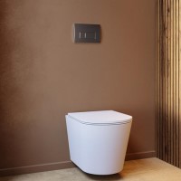 Matt White Wall Hung Rimless Toilet with Soft Close Seat Chrome Pneumatic Flush Plate 1170mm Frame & Cistern - Verona Matt White Wall Hung Rimless Toilet with Soft Close Seat Chrome Pneumatic Flush Plate 1170mm Frame & Cistern - Verona