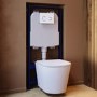 Matt White Wall Hung Rimless Toilet with Soft Close Seat, White Glass Sensor Flush Plate, 1168mm Frame & Cistern – Verona