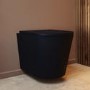 Matt Black Wall Hung Rimless Short Projection Toilet with Soft Close Seat - Verona