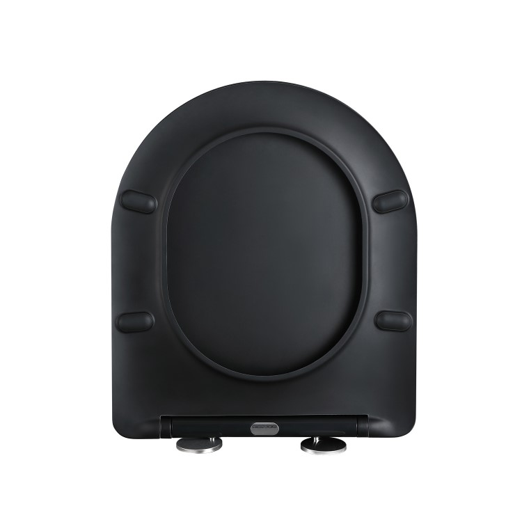 Matt Black Wall Hung Rimless Toilet with Soft Close Seat, Black Pneumatic Flush Plate, 820mm Frame & Cistern – Verona