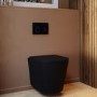 Matt Black Wall Hung Rimless Toilet with Soft Close Seat Black Glass Sensor Pneumatic Flush Plate 820mm Frame & Cistern - Verona