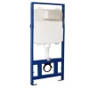 Matt Black Wall Hung Rimless Toilet with Soft Close Seat Brass Pneumatic Flush Plate 1170mm Frame &amp; Cistern - Verona