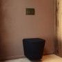 Matt Black Wall Hung Rimless Toilet with Soft Close Seat Brass Pneumatic Flush Plate 1170mm Frame & Cistern - Verona