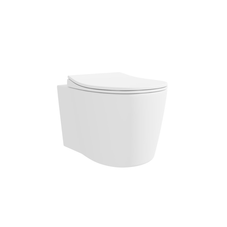 Wall Hung Rimless Toilet with Soft Close Seat, Brushed Brass Mechanical Flush Plate, 1168mm Frame & Cistern – Alcor