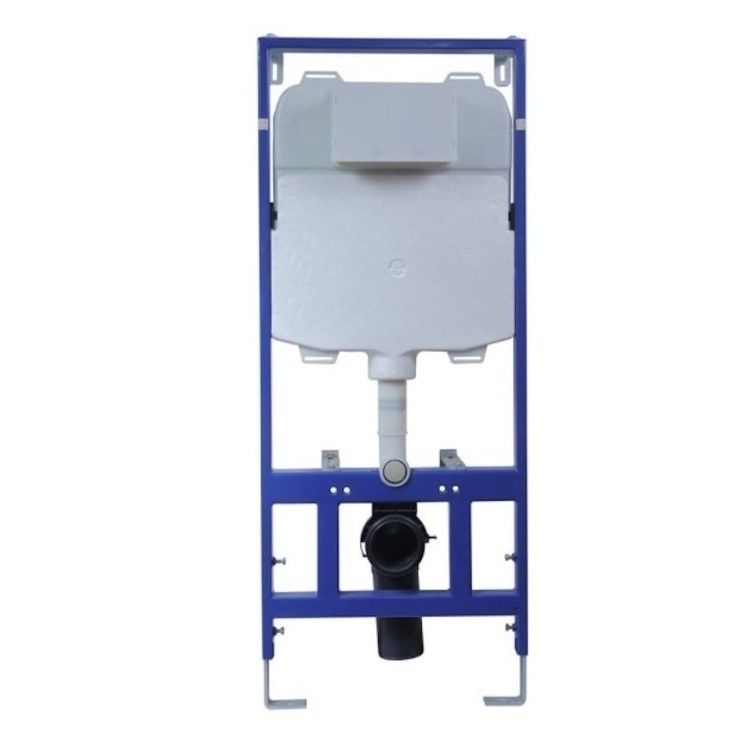 Wall Hung Rimless Toilet with Soft Close Seat, Brushed Brass Mechanical Flush Plate, 1168mm Frame & Cistern – Alcor