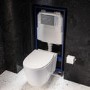 Wall Hung Toilet with Soft Close Seat Frame Cistern and Chrome Flush - Alcor