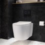 Wall Hung Toilet with Soft Close Seat Black Glass Sensor Pneumatic Flush Plate 820mm Frame & Cistern - Alcor