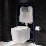 Wall Hung Toilet with Soft Close Seat Chrome Pneumatic Flush Plate 1170mm Frame & Cistern - Alcor