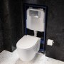 Wall Hung Toilet with Soft Close Seat Chrome Pneumatic Flush Plate 1170mm Frame & Cistern - Alcor