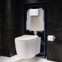 Wall Hung Toilet with Soft Close Seat White Glass Sensor Pneumatic Flush Plate 1170mm Frame & Cistern - Alcor