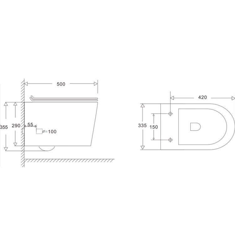 Wall Hung Toilet with Close Seat Matt Black Pneumatic Flush Plate 1170mm Frame & Cistern - Alcor