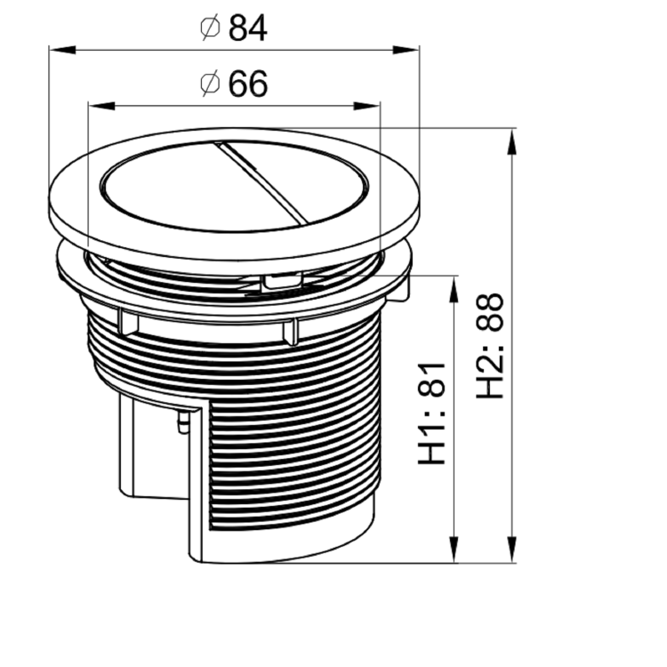 Arissa Brushed Brass Pneumatic Push Button and Cistern