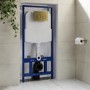 1168mm Wall Hung Toilet Frame & Brass Mechanical Dual Flush Plate with Concealed Cistern - Zana