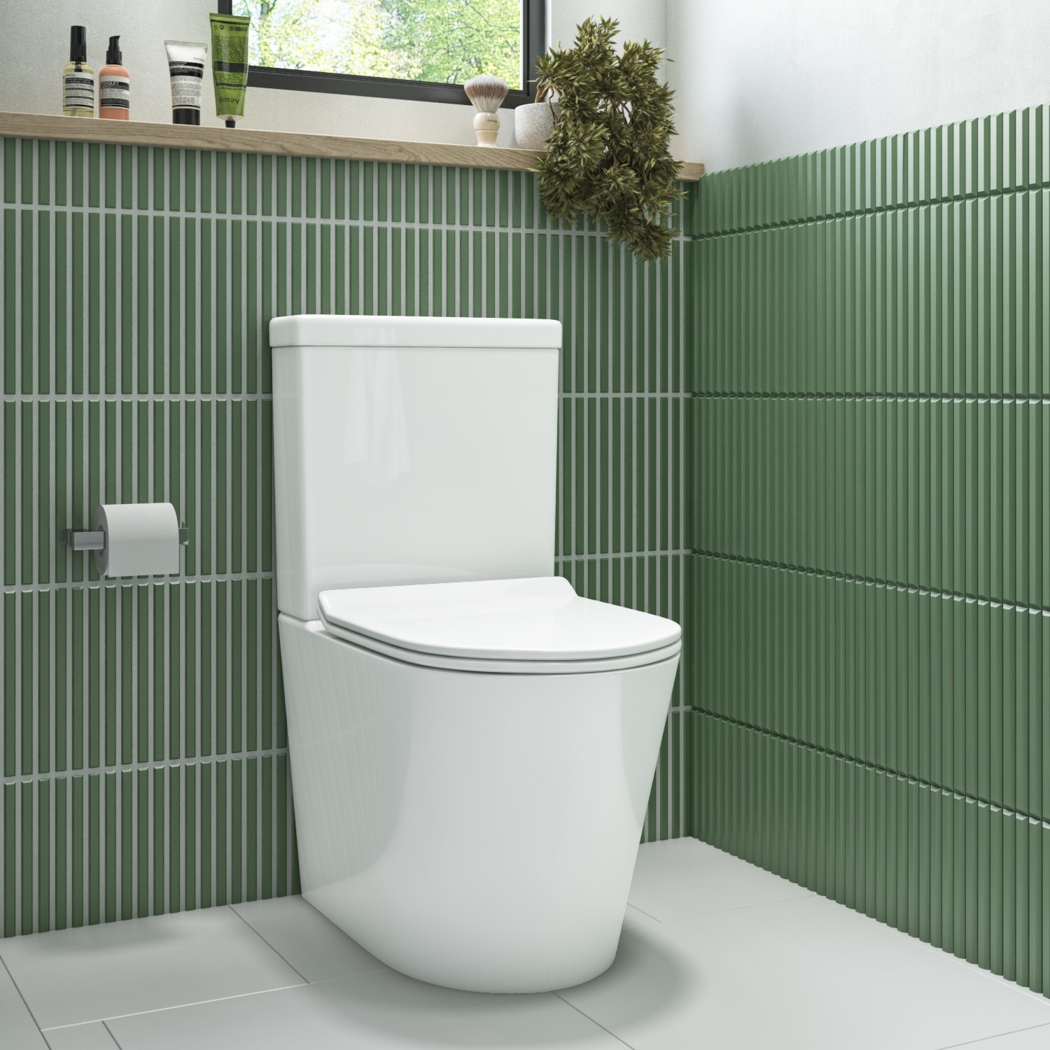 Close Coupled Rimless Toilet with Slim Soft Close Seat - Newport