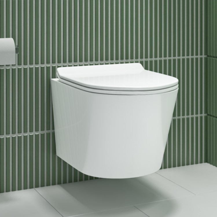 Wall Hung Rimless Toilet with Slim Soft Close Seat - Newport