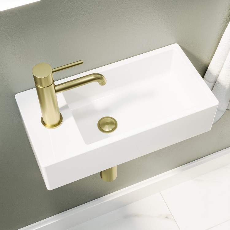 Close Coupled Toilet and Left Hand Wall Hung Basin Cloakroom Suite - Ashford