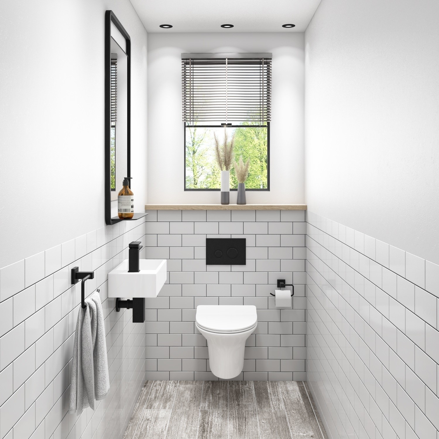 Cloakroom Suite with Left Hand Basin Wall Hung Toilet & Soft Close Seat