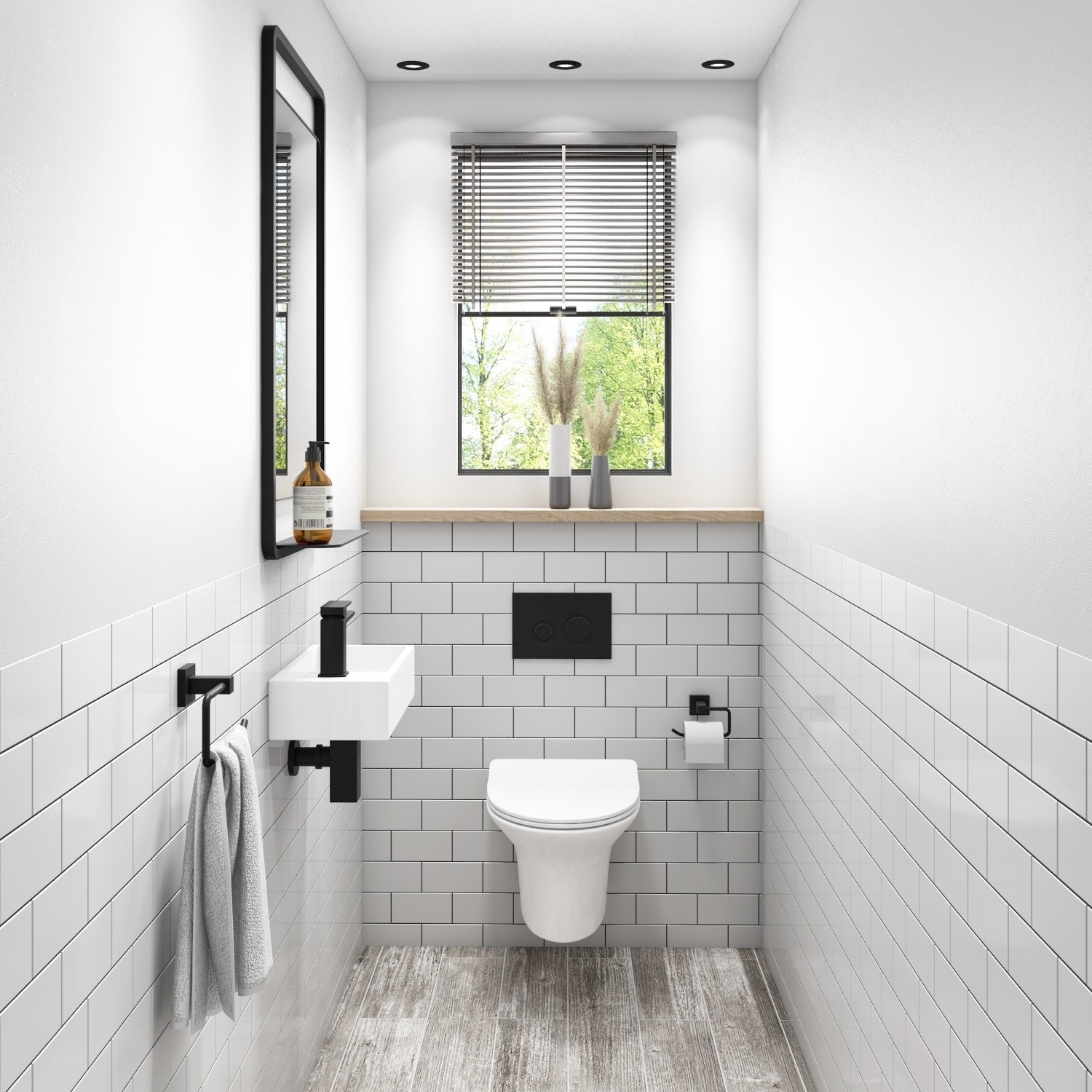 Cloakroom Suite with Left Hand Basin Wall Hung Toilet & Soft Close Seat