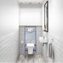 Wall Hung Rimless Toilet with Soft Close Seat Frame Cistern and Chrome Flush - Santiago