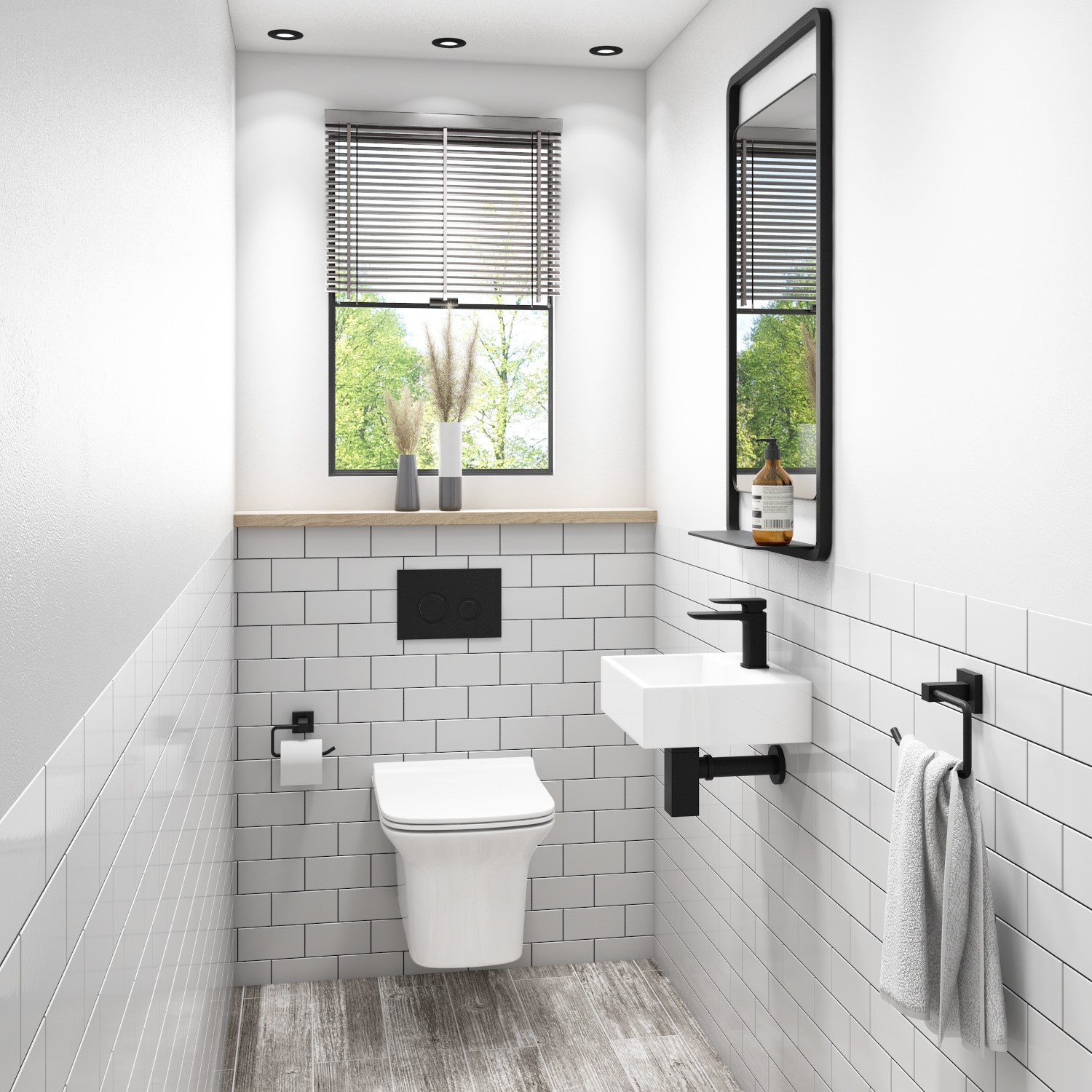 Cloakroom Suite with Basin Wall Hung Rimless Toilet & Soft Close Seat