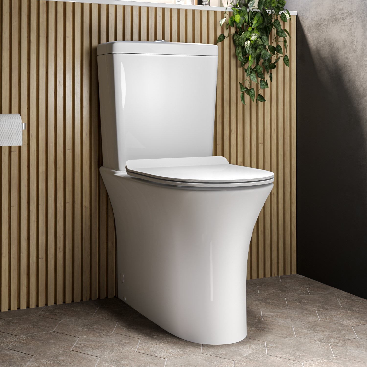 Indiana Close Coupled Rimless Comfort Height Toilet With Soft Close Slim Seat BUN/BeBa_25903/77077