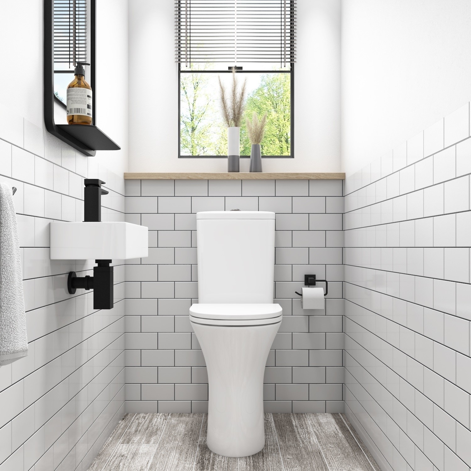 Cloakroom Suite with Left Hand Basin Comfort Height Toilet & Soft Close Seat