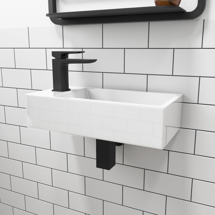 Cloakroom Suite with Left Hand Basin, Comfort Height Toilet & Soft Close Seat