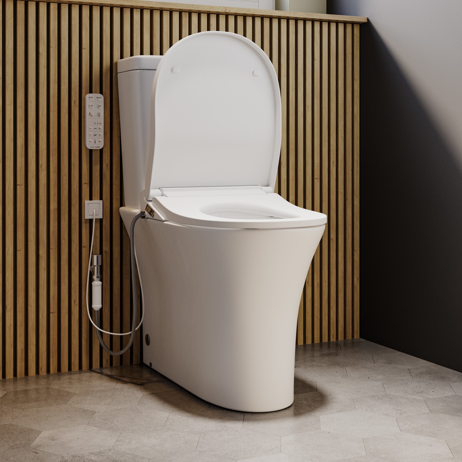 Close Coupled Comfort Height Smart Bidet Japanese Toilet Heated Seat Purificare