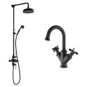 BUN/BeBa_25965/79625 Black Shower and Basin Tap Set - Camden