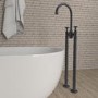 Black Freestanding Bath Shower Mixer and Wall Mounted Basin Tap Set - Camden