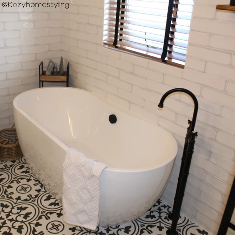 Black Freestanding Bath Shower Mixer and Wall Mounted Basin Tap Set - Camden