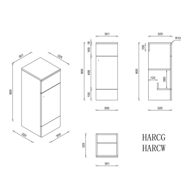 1500mm White Toilet and Sink Unit with Storage Unit and Round Toilet - Harper