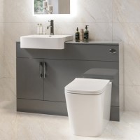 1200mm Grey Toilet and Sink Unit with Round Toilet - Harper