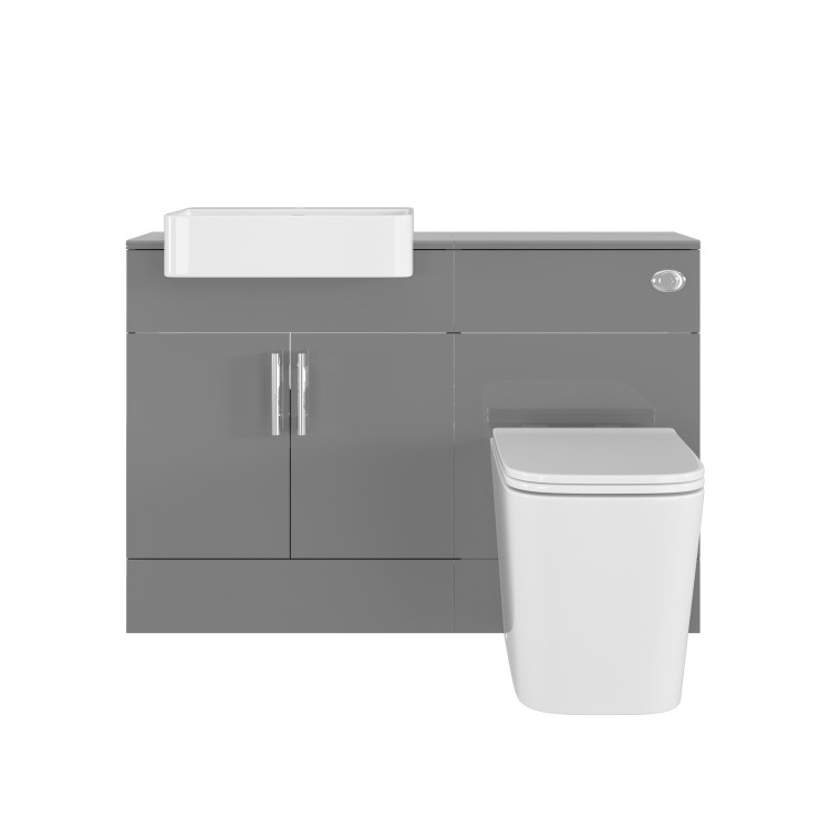 1200mm Grey Toilet and Sink Unit with Round Toilet - Harper