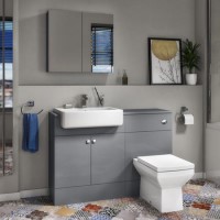 1200mm Grey Toilet and Sink Unit with Square Toilet - Harper 1200mm Grey Toilet and Sink Unit with Square Toilet - Harper