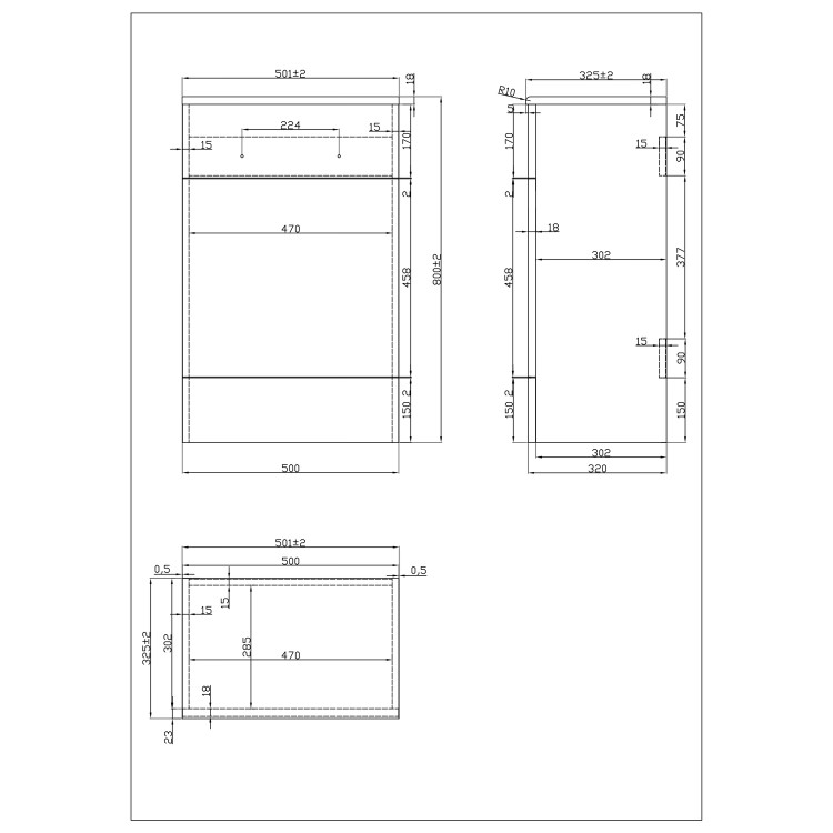 1500mm Grey Toilet and Sink Unit with Storage Unit and Square Toilet - Harper