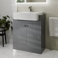 670mm Grey Freestanding Vanity Unit with Basin - Harper
