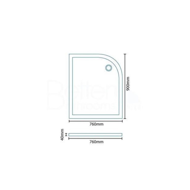 900 x 760mm Left Hand Offset Quadrant Shower Enclosure with Tray - Juno