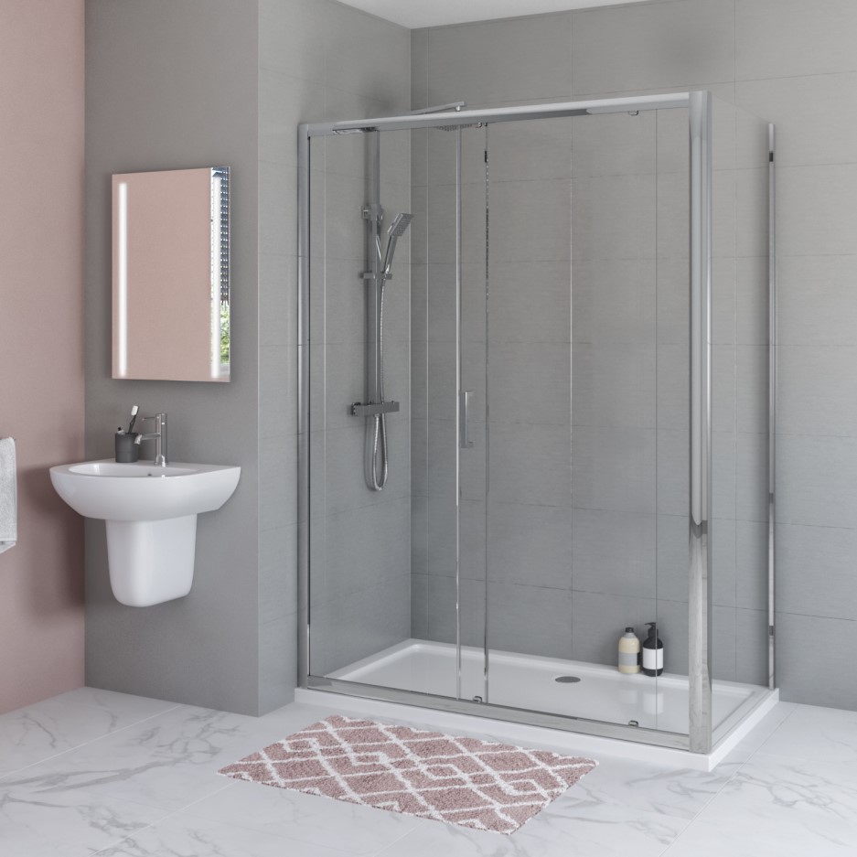 1100 X 700 Shower Enclosure 1100 x 700 Rectangular Sliding Shower Enclosure - Juno | Appliances Direct