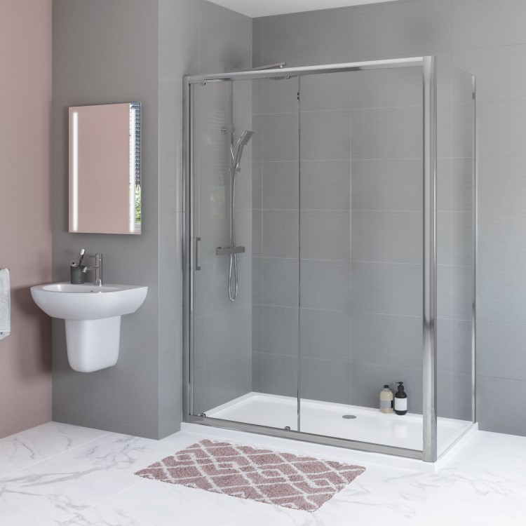 1400 x 800mm Rectangular Sliding Shower Enclosure - Juno