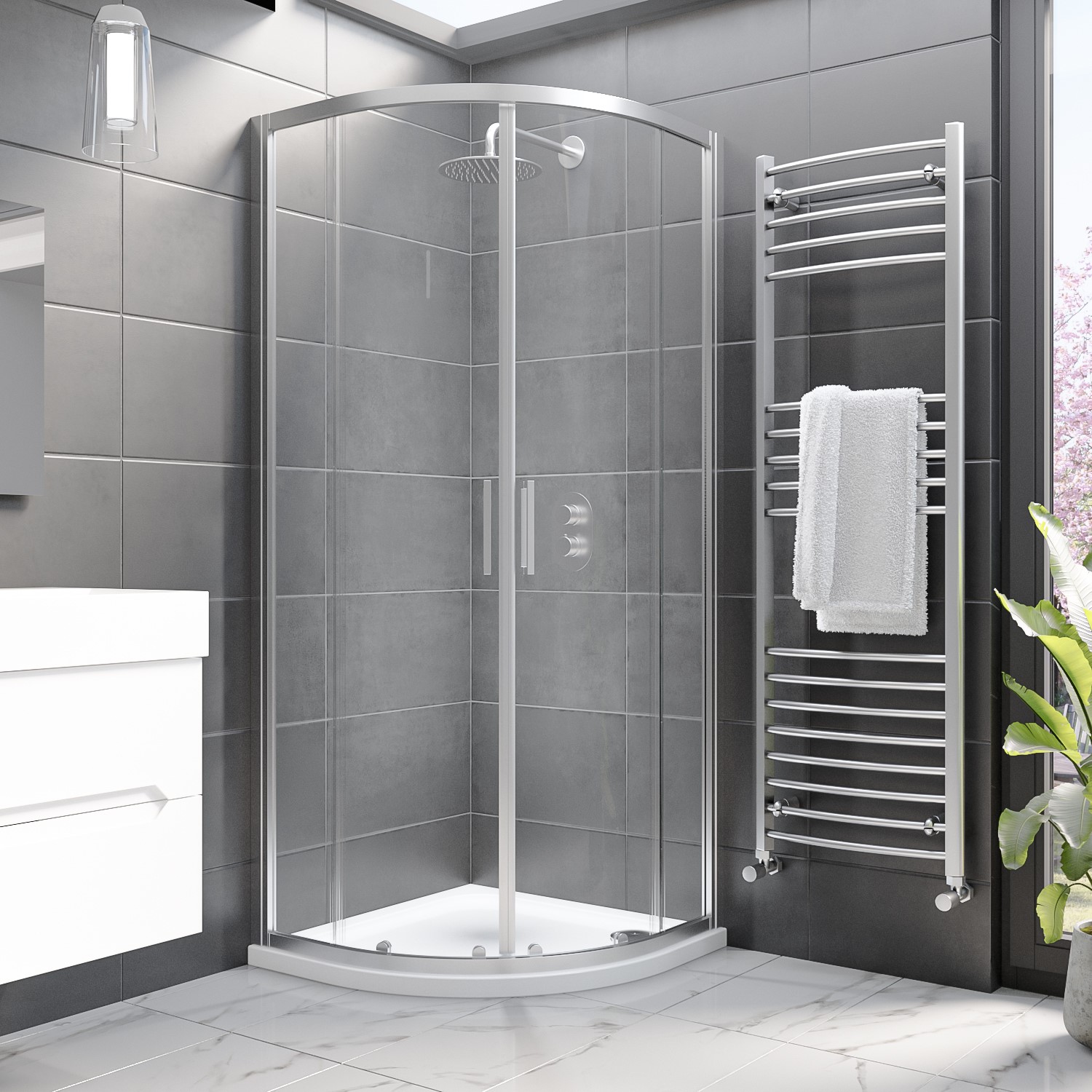 800mm Quadrant Shower Enclosure with Tray - Pavo