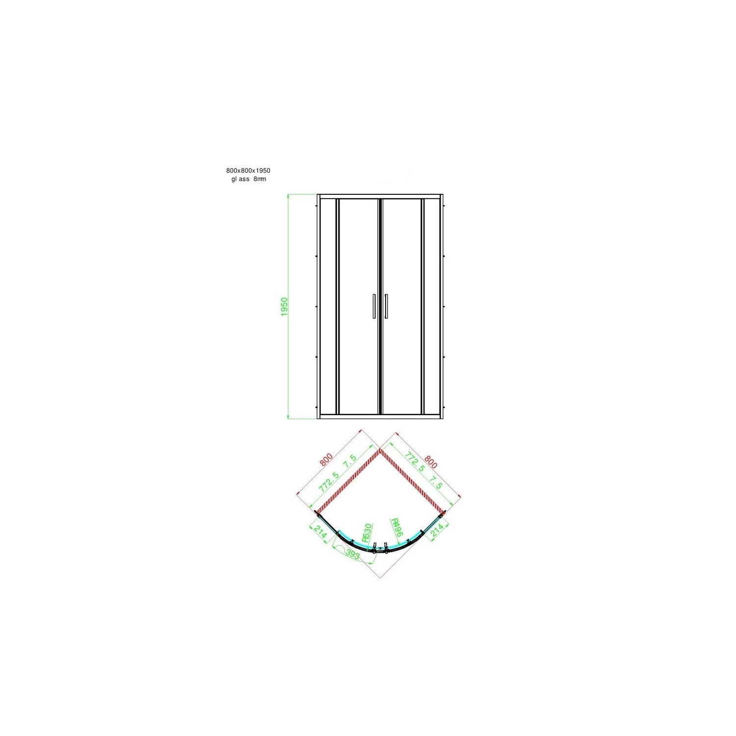 Stone Resin Ultra Low Profile Quadrant Shower Tray 900 x 900mm - Silhouette