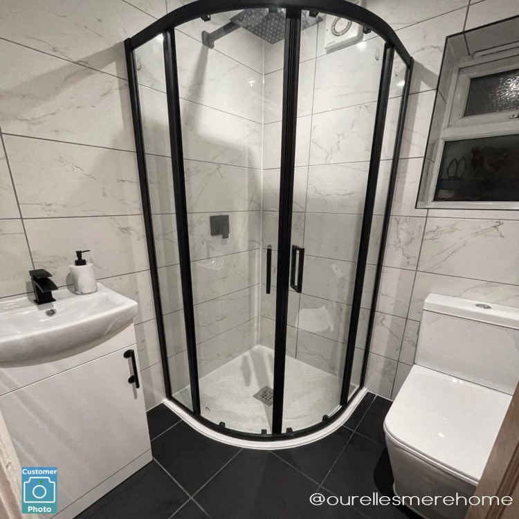 800mm Black 8mm Glass Quadrant Shower Enclosure - Pavo