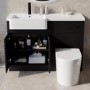 900mm Black Quadrant Shower Enclosure Bathroom Suite with Left Hand Toilet & Sink Unit - Pavo