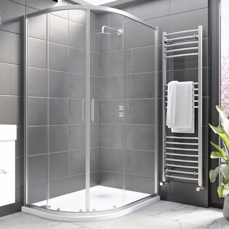 Chrome 8mm Glass Offset Quadrant Shower Enclosure 1200x800mm - Pavo