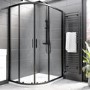 Black 8mm Glass Left Hand Offset Quadrant Shower Enclosure With Shower Tray 1200x800mm  - Pavo