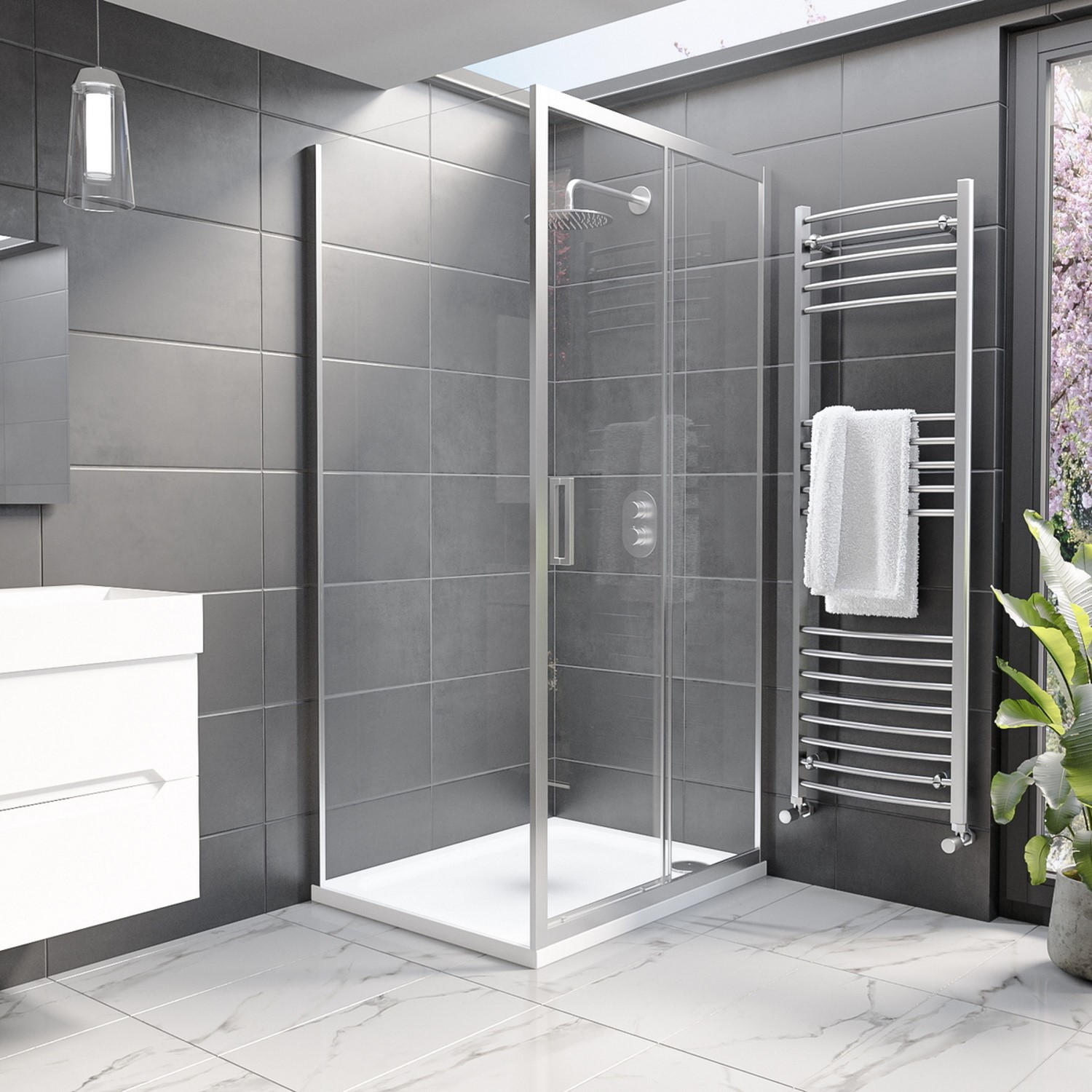 1000 x 900mm Rectangular Sliding Shower Enclosure - Pavo