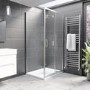 1000x900mm Chrome 8mm Glass Rectangular Sliding Shower Enclosure with Shower Tray - Pavo